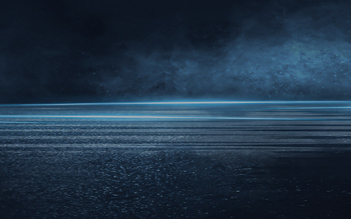 A bright horizontal blue light beam reflecting across a dark, textured, abstract surface. A bright horizontal blue light beam reflecting across a dark, textured, abstract surface.